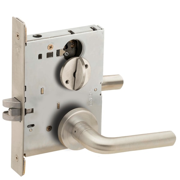 Schlage Grade 1 Bed Bathroom Privacy Mortise Lock, 02 Lever, A Rose, Satin Nickel Plated Clear Coated Finish L9040 02A 619 - main